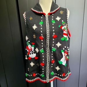 🌲 Vintage 1990s/early 2000s beaded embroidered ugly holiday sweater vest
